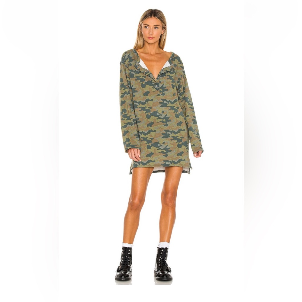 Lovers and Friends green camo Henley oversized dress